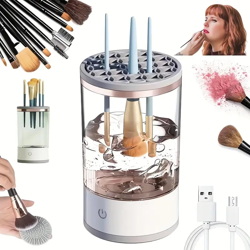 💄✨ LIMPIADOR ELÉCTRICO DE BROCHAS – 3 EN 1