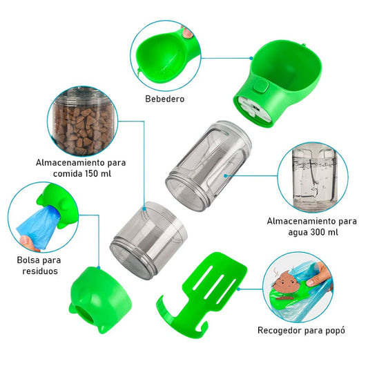 🐾💧 BOTELLA PORTÁTIL 4 EN 1 PARA MASCOTAS
