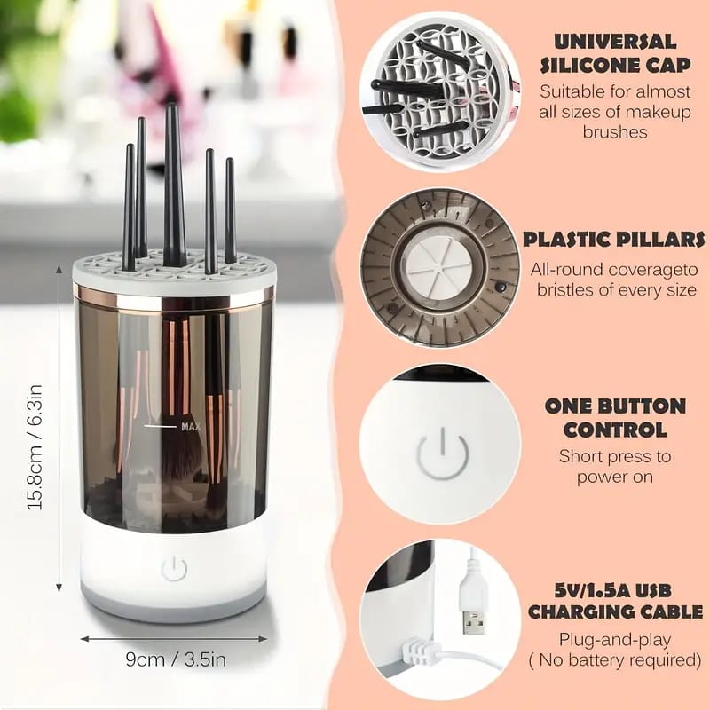 💄✨ LIMPIADOR ELÉCTRICO DE BROCHAS – 3 EN 1