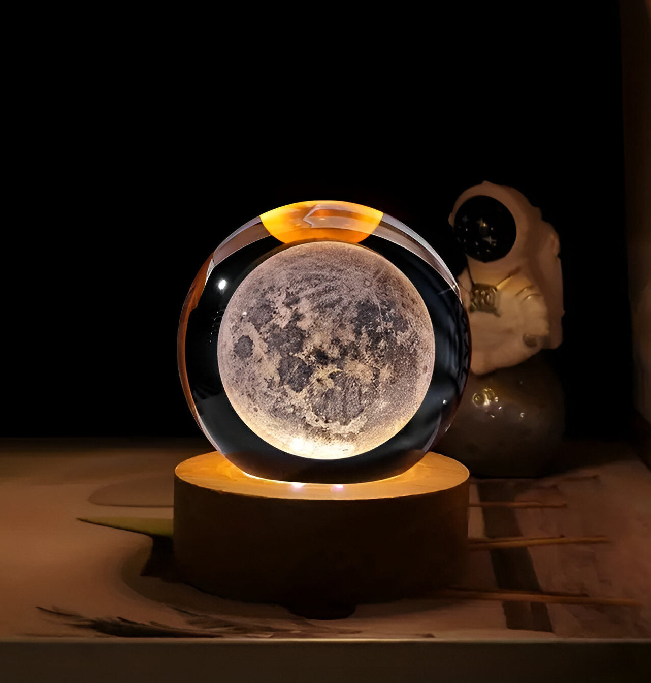🌕✨ Lámpara Luna Llena 3D Flotante – Magia que levita en tu escritorio